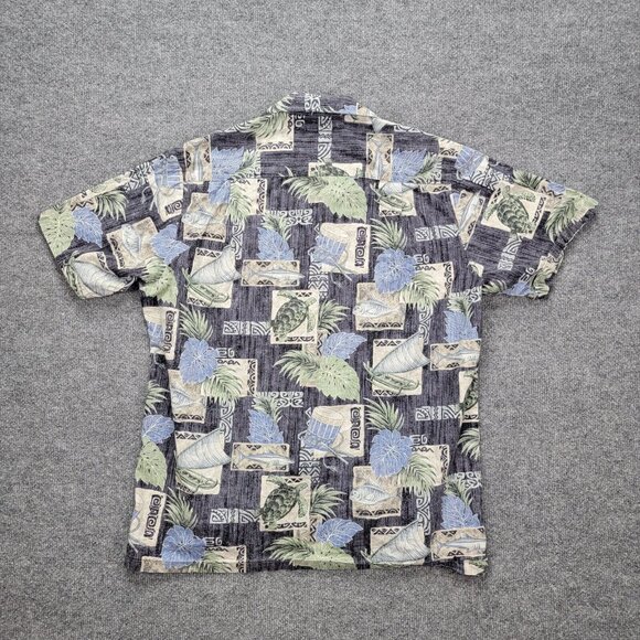 RJC‎ Hawaiian Shirt Mens Medium Floral Button Up Short Sleeve Tropical Turtle - Picture 7 of 7